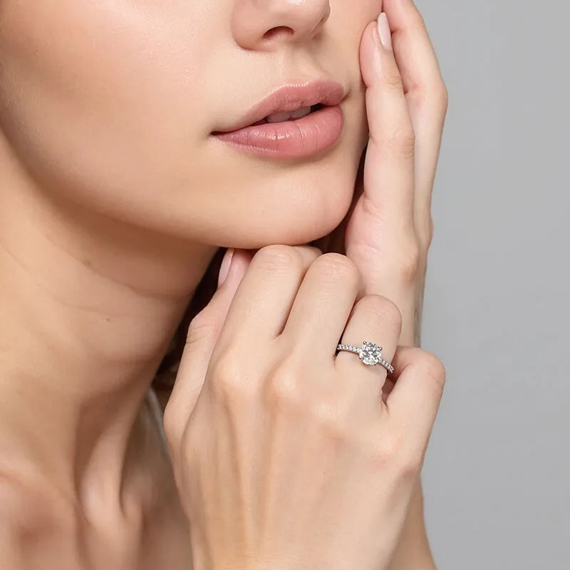 Silver Round Crown Adjustable Ring with Zircon Cluster – Elegant Women’s Jewelry | Yumi Jewels