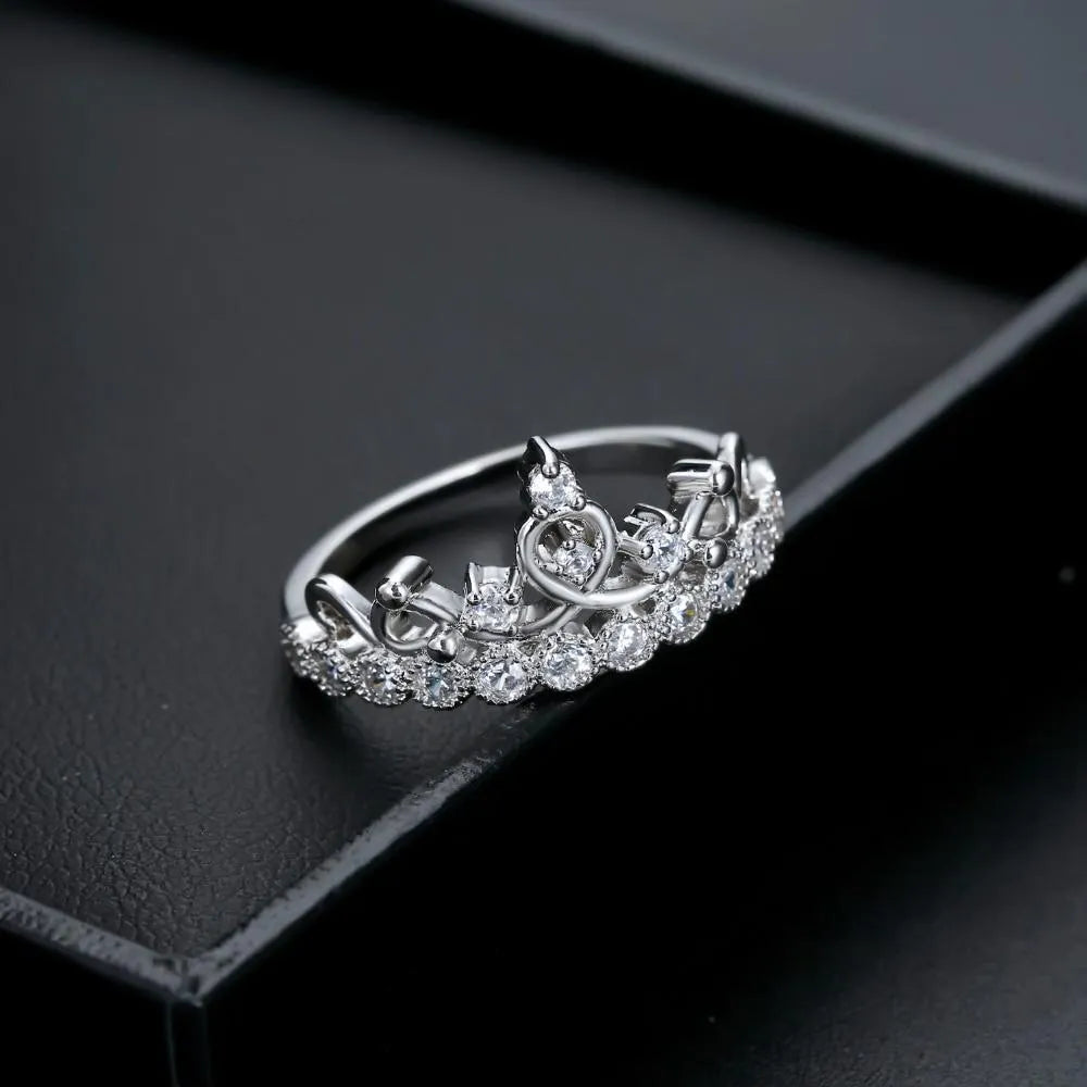 Silver Zircon Tiara Crown Ring for Women – Adjustable Elegant Jewelry | Yumi Jewels Pakistan