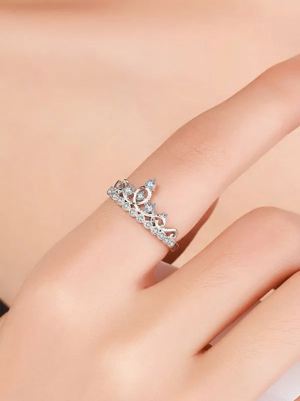 Silver Zircon Tiara Crown Ring for Women – Adjustable Elegant Jewelry | Yumi Jewels Pakistan