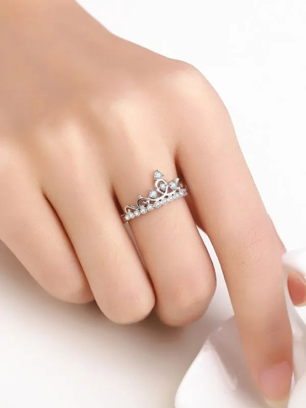 Silver Zircon Tiara Crown Ring for Women – Adjustable Elegant Jewelry | Yumi Jewels Pakistan