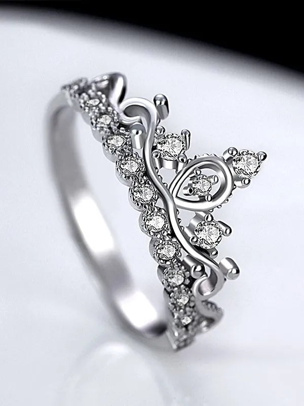 Silver Zircon Tiara Crown Ring for Women – Adjustable Elegant Jewelry | Yumi Jewels Pakistan