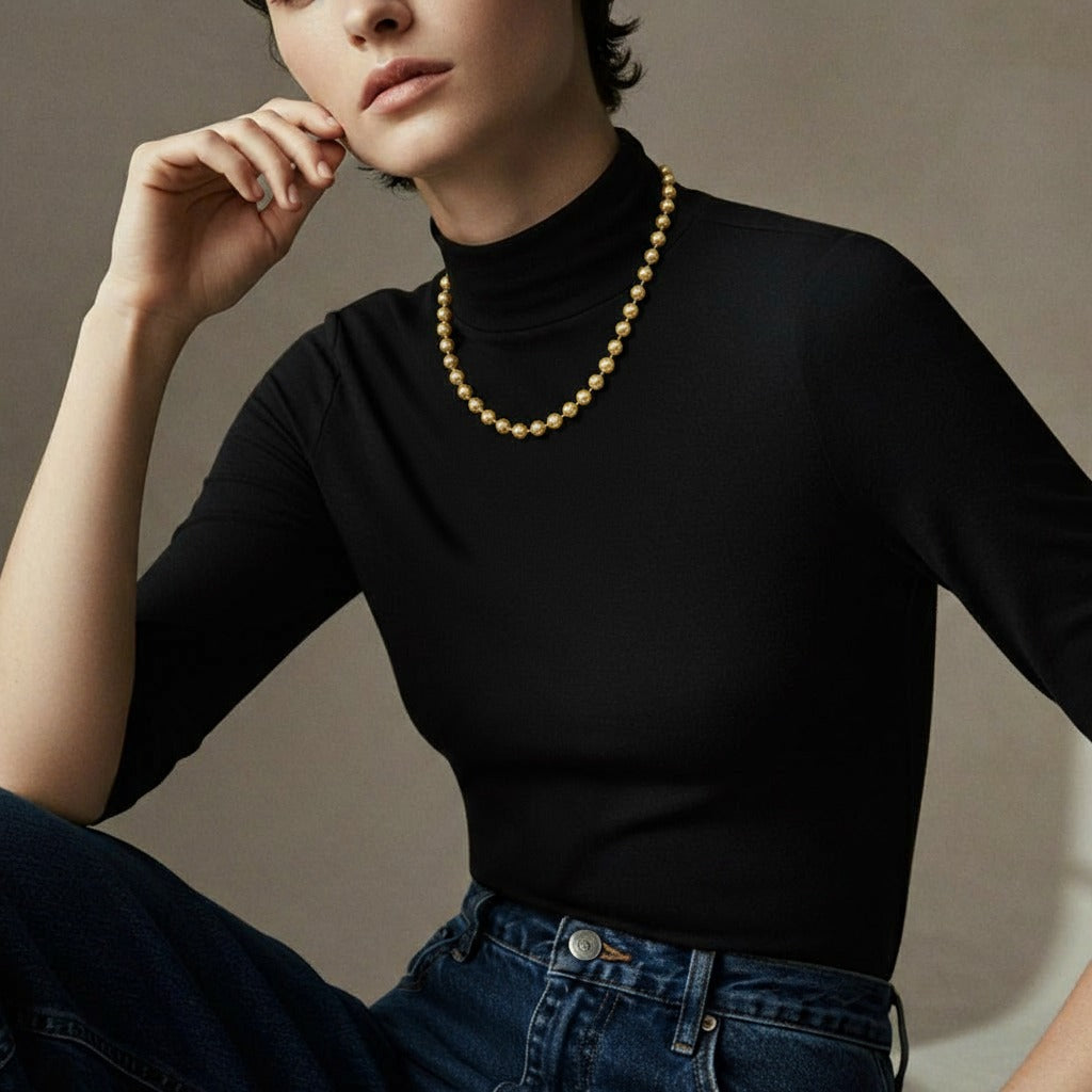 Classic Gold Beaded Necklace – Elegant Lightweight Everyday Jewelry | Yumi Jewels