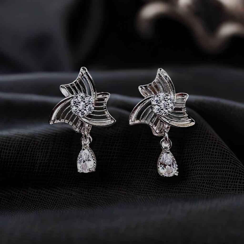 Flower Crystal Drop Earrings – Lightweight Silver Statement Jewelry for Women | Yumi Jewels