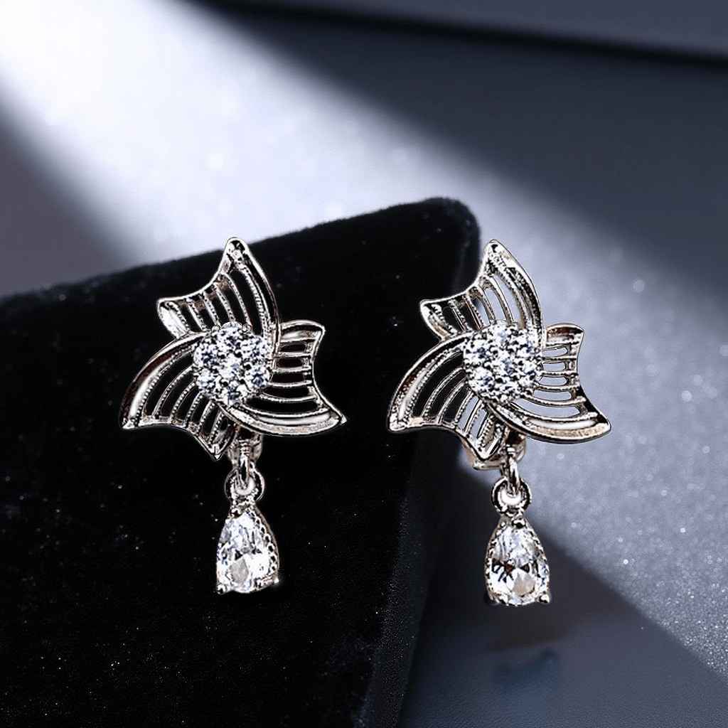 Flower Crystal Drop Earrings – Lightweight Silver Statement Jewelry for Women | Yumi Jewels