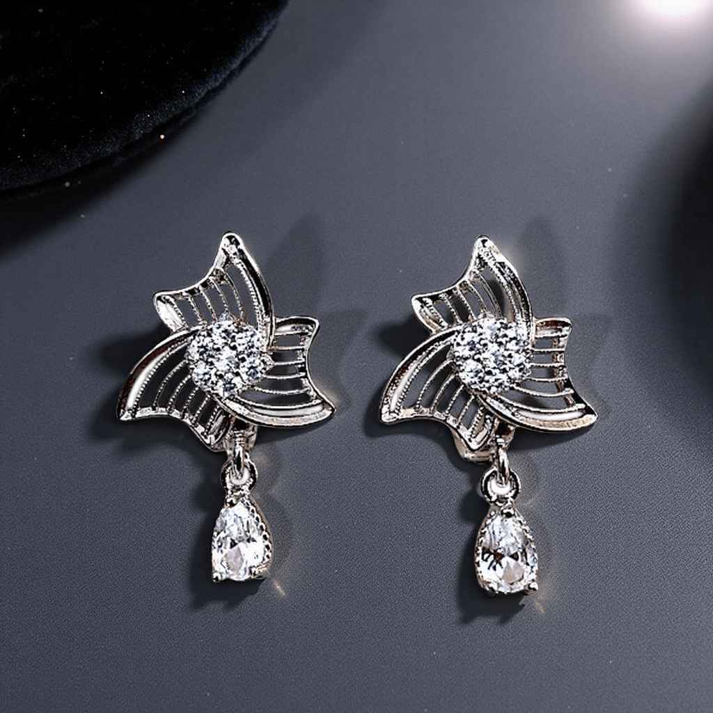 Flower Crystal Drop Earrings – Lightweight Silver Statement Jewelry for Women | Yumi Jewels