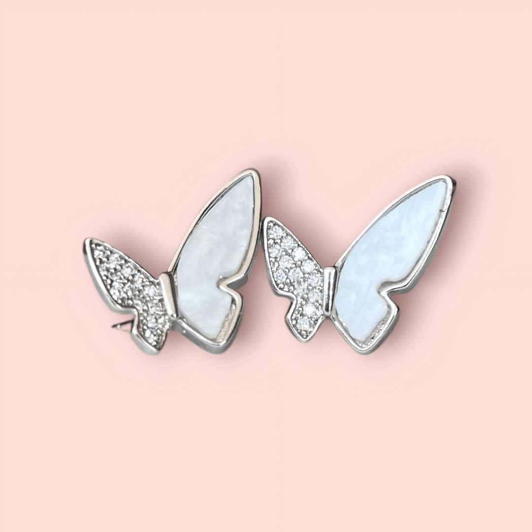 SparkleWings Silver Butterfly Stud Earrings – Minimal Glam Jewelry for Women | Yumi Jewels